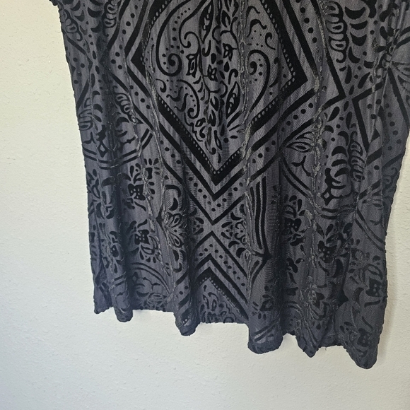 Hannah Black Velvet Burnout Womens L Large Stretchy Nylon Semi Sheer‎ - Picture 4 of 10